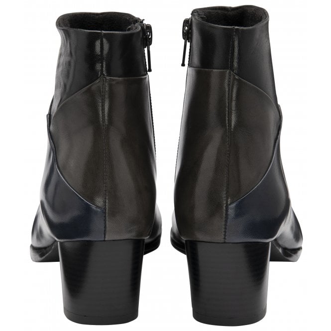  Black Multi-Leather Booker Heeled Ankle Boots | Lotus