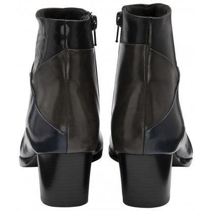  Black Multi-Leather Booker Heeled Ankle Boots | Lotus
