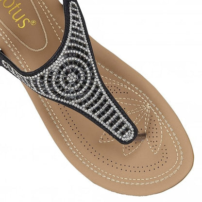  Black Orla Flat Toe-Post Sandals | Lotus