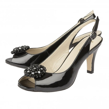  Black Patent Elodie Slingback Shoes | Lotus 