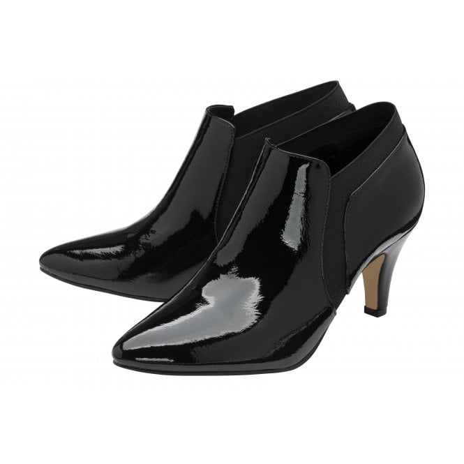  Black Patent Kristina Pointed Toe Shoe-Boots | Lotus