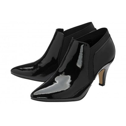  Black Patent Kristina Pointed Toe Shoe-Boots | Lotus
