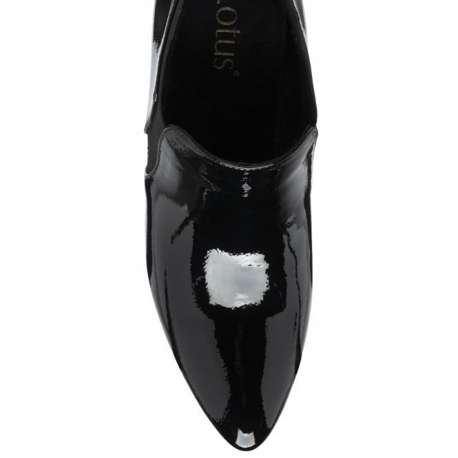  Black Patent Kristina Pointed Toe Shoe-Boots | Lotus