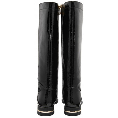  Black Patent Lisa Knee High Boots | Lotus 