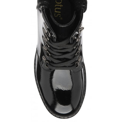  Black Patent Philomena Wedge Ankle Boots | Lotus