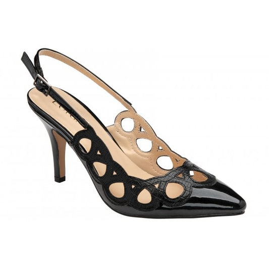  Black & Snake-Print Debbie Slingback Court Shoes | Lotus 