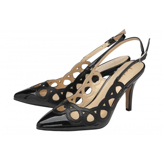  Black & Snake-Print Debbie Slingback Court Shoes | Lotus 