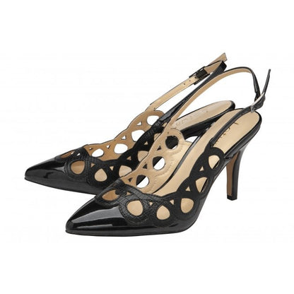  Black & Snake-Print Debbie Slingback Court Shoes | Lotus 