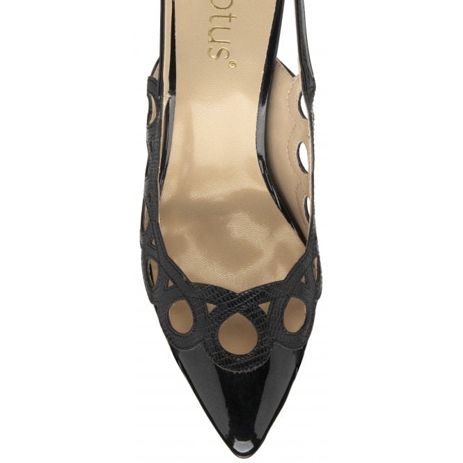  Black & Snake-Print Debbie Slingback Court Shoes | Lotus 