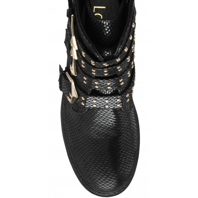  Black Snake-Print Eve Ankle Boots | Lotus
