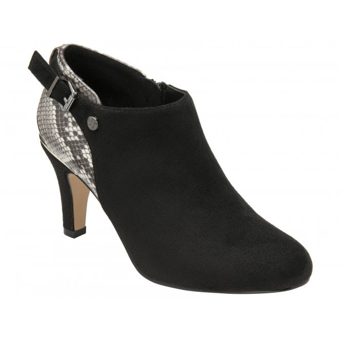  Black & Snake-Print Ramona Heeled Shoe-Boots | Lotus