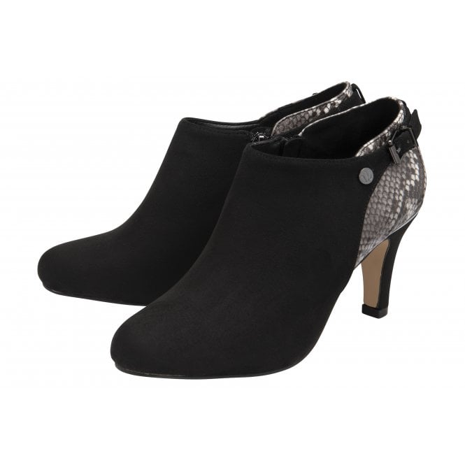  Black & Snake-Print Ramona Heeled Shoe-Boots | Lotus