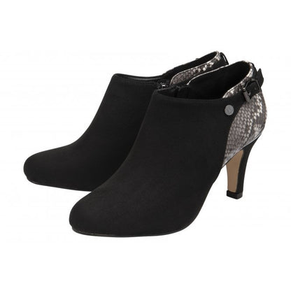  Black & Snake-Print Ramona Heeled Shoe-Boots | Lotus