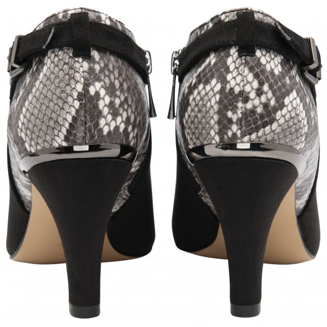  Black & Snake-Print Ramona Heeled Shoe-Boots | Lotus