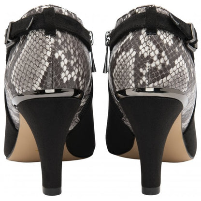  Black & Snake-Print Ramona Heeled Shoe-Boots | Lotus