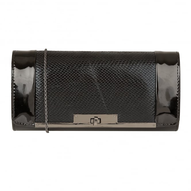  Black Snake-Print Zonda Clutch Bag | Lotus