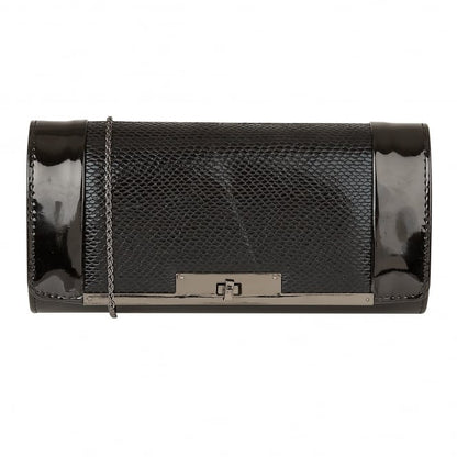  Black Snake-Print Zonda Clutch Bag | Lotus