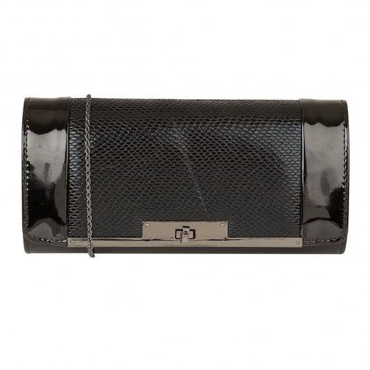  Black Snake-Print Zonda Clutch Bag | Lotus
