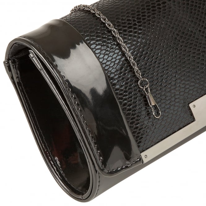  Black Snake-Print Zonda Clutch Bag | Lotus