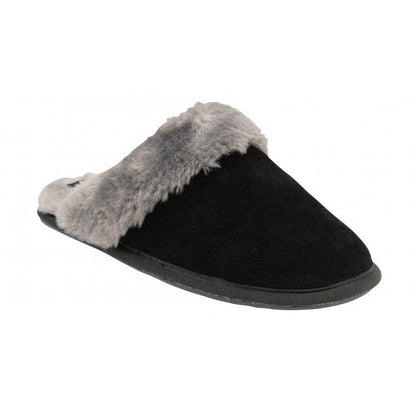  Black Suede Cressida Mule Slippers | Lotus