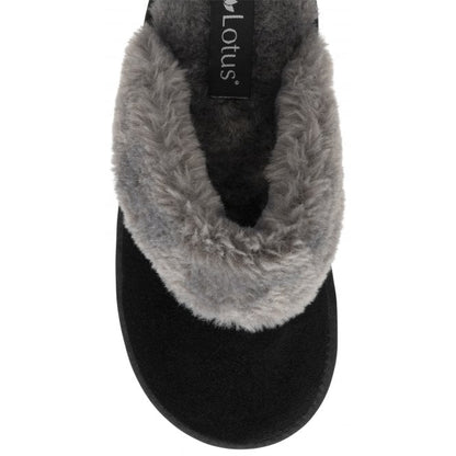  Black Suede Eldora Mule Slippers | Lotus