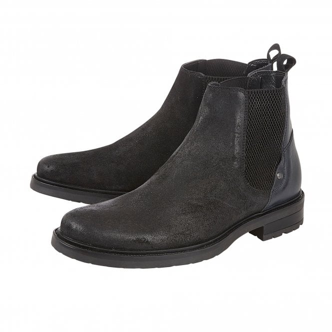  Black Suede & Leather Fabian Ankle Boots | Lotus