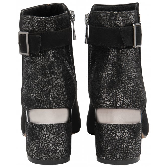  Black Textile Cassandra Heeled Ankle Boots | Lotus