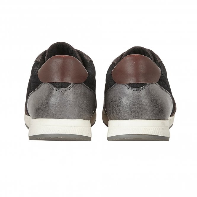  Black Textile & Grey Leather Barrie Trainers | Lotus