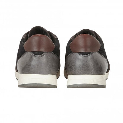 Black Textile & Grey Leather Barrie Trainers | Lotus