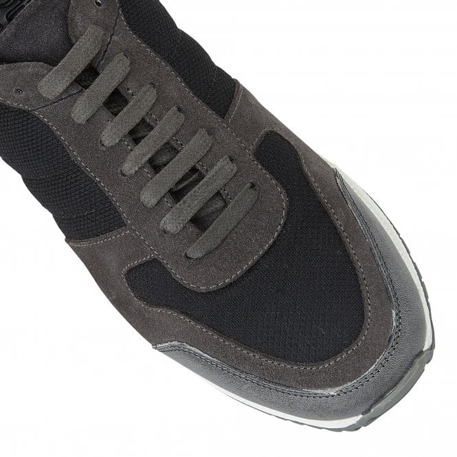  Black Textile & Grey Leather Barrie Trainers | Lotus