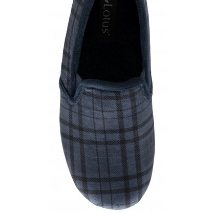  Blue Check Textile Ralf Full Shoe Slippers | Lotus