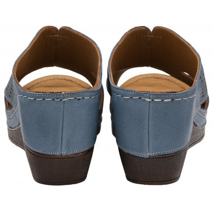  Blue Leather Genevieve Mule Sandals | Lotus