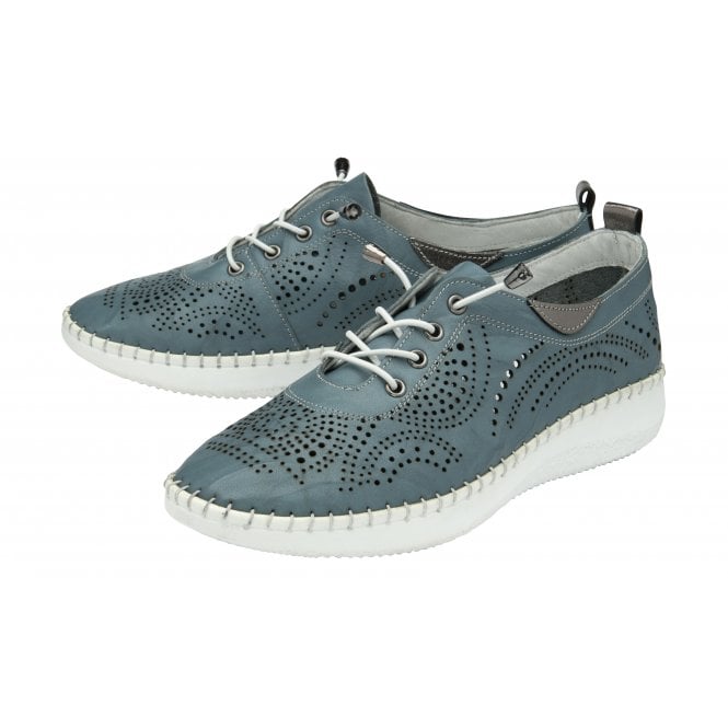  Blue Leather Katya Casual Shoes | Lotus