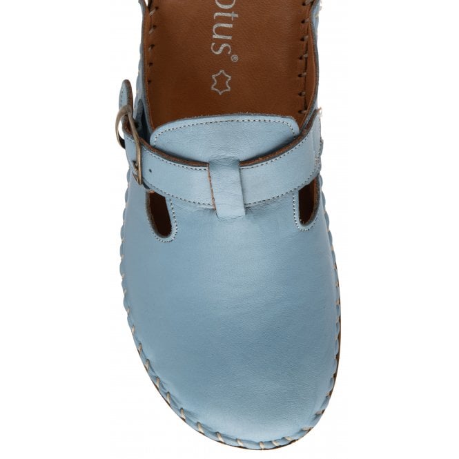  Blue Leather Kerry Round-Toe Mules | Lotus