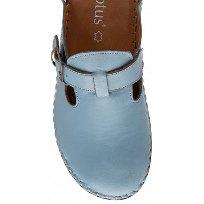 Blue Leather Kerry Round-Toe Mules | Lotus