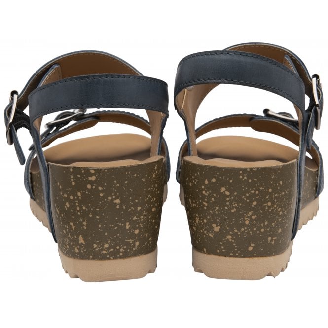  Blue & Snake-Print Leather Brynlee Open-Toe Wedge Sandals | Lotus