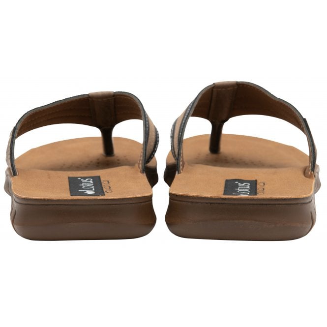  Blue & Tobacco Ian Toe-Post Sandals | Lotus 
