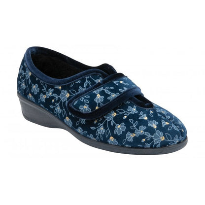  Blue Wilma Strap Fastener Full Shoe Slippers | Lotus 