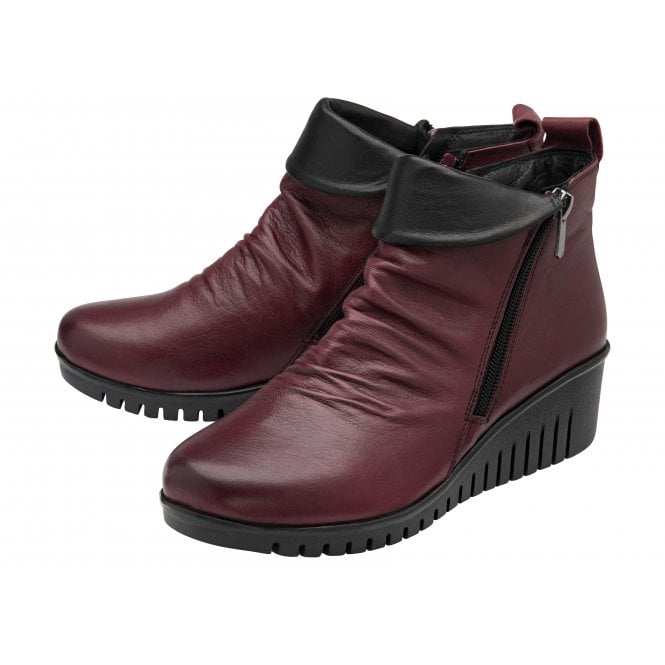  Bordo Leather Cordelia Wedge Ankle Boots | Lotus
