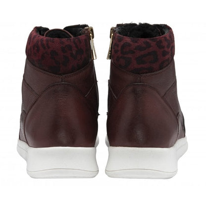  Bordo Leather & Leopard-Print Saskia High Top Trainers | Stressless By Lotus