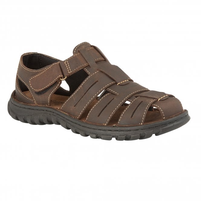  Brown Leather Bruno Strap Sandals | Lotus 