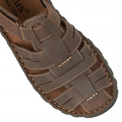  Brown Leather Bruno Strap Sandals | Lotus 