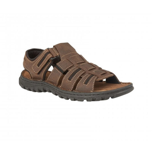  Brown Leather Dylan Open-Toe Sandals | Lotus 