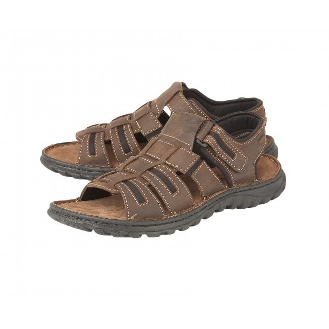  Brown Leather Dylan Open-Toe Sandals | Lotus 