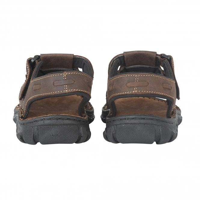  Brown Leather Dylan Open-Toe Sandals | Lotus 