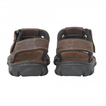  Brown Leather Dylan Open-Toe Sandals | Lotus 