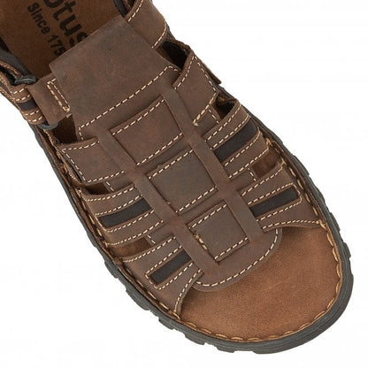  Brown Leather Dylan Open-Toe Sandals | Lotus 