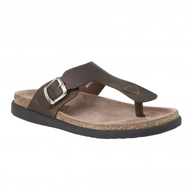  Brown Leather Grady Toe-Post Sandals | Lotus