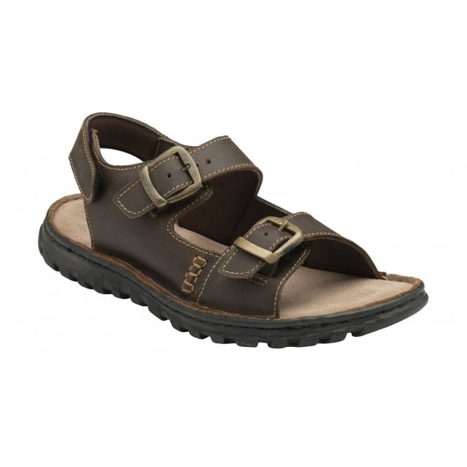  Brown Leather Jasper Open-Toe Sandals | Lotus 