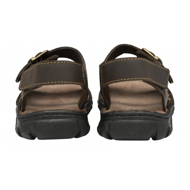  Brown Leather Jasper Open-Toe Sandals | Lotus 